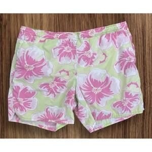 Lilly Pulitzer Swim Trunks Mens XL Pink Green Floral Butterfly Mesh Lined Shorts